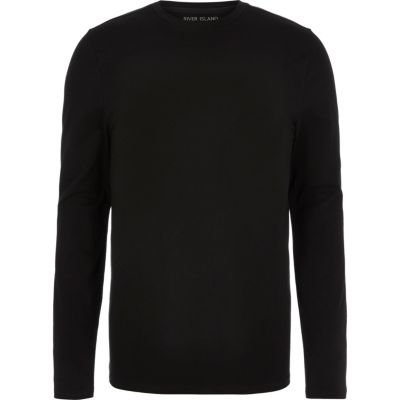 Black muscle fit long sleeve T-shirt